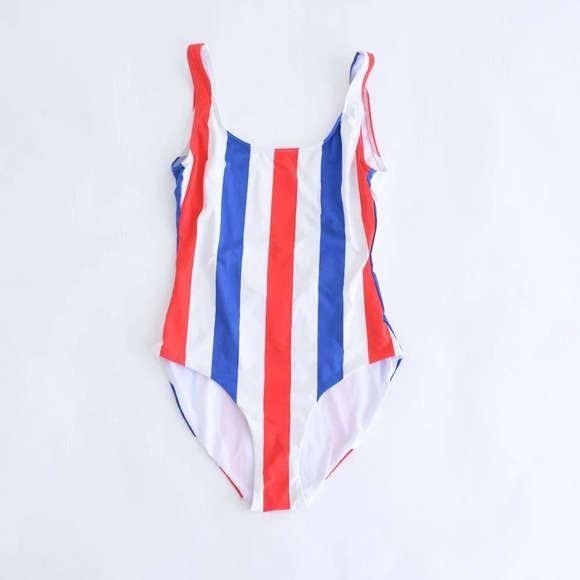 NWT Onia  Blue, Red & White Stripe One-Piece Bathing Suit Large - Picture 2 of 13